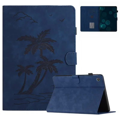 For Amazon Fire 7 2015 / (2017) / (2019) Case Card Slots PU Leather Pattern Folio Smart Tablet Cover - Blue