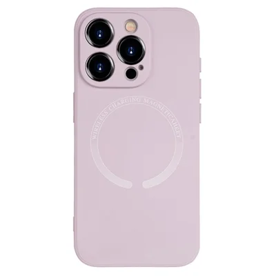 For iPhone 13 Pro Magnetic Phone Case Anti-Scratch TPU+PU Leather Phone Cover - Pink