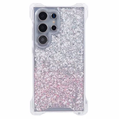 For Samsung Galaxy S24 Ultra Drop Resistant TPU+Acrylic Case Dual-Color Cell Phone Cover - Silver+Pink