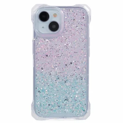 Voor iPhone 15 Plus Hoesje Gradiënt Krasbestendig TPU+Acryl Telefoonhoesje - Roze+Groen