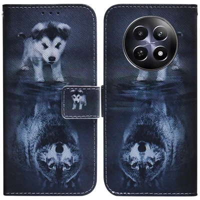 For Realme 12 5G / 12x 5G Case Pattern Printing Leather Wallet Phone Cover - Dog and Wolf