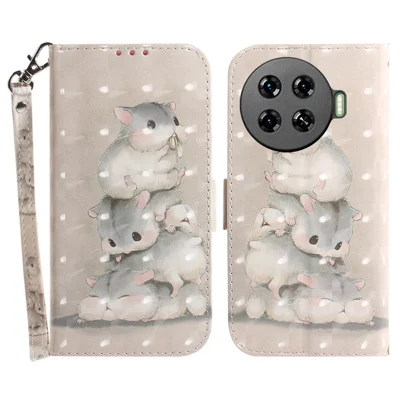 For TECNO Spark 20 Pro+ Case with Strap Pattern Printed Leather Wallet Phone Cover - Stacking Squirrels