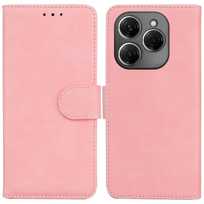 For TECNO Spark 20 Pro Case Solid Color Leather Wallet Flip Phone Cover - Pink