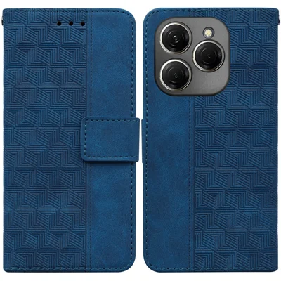 For TECNO Spark 20 Pro Case Geometry Phone Leather Cover with Wallet - Blue