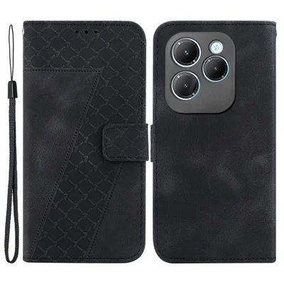 For Infinix Hot 40 / Hot 40 Pro Case 7-Shape PU Leather Wallet Phone Cover - Black