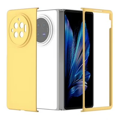 Voor vivo X Fold3 Hoesje Skin-Touch Harde PC Beschermlaag voor Telefoon - Geel