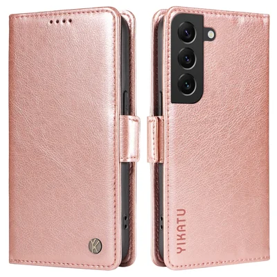 YIKATU YK-007 For Samsung Galaxy S21 4G / S21 5G Leather Phone Cover with Magnetic Side Closure - Rose Gold