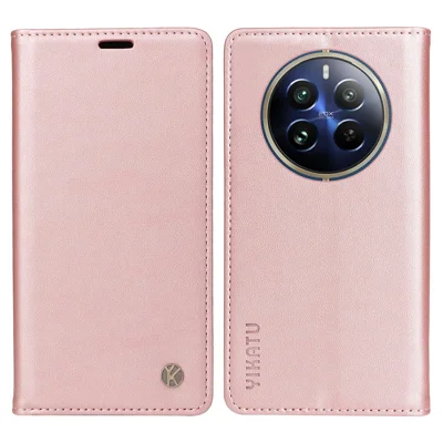 YIKATU YK-001 til Realme 12 Pro 5G / 12 Pro+ 5G Wallet Case Læder Folio Flip Telefonbeskyttelse - Rosenød