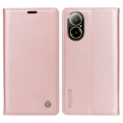 YIKATU YK-001 For Realme C67 4G Case Shockproof Leather Wallet Phone Cover - Rose Gold
