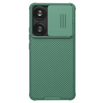 NILLKIN Seria Camshield Pro dla Xiaomi Redmi Turbo 3 5G / Poco F6 5G, etui PC+TPU z przesuwaną osłoną aparatu, pokrywa telefonu - zielony