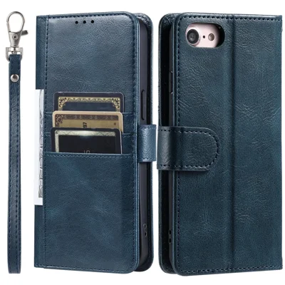 013 Style For iPhone 6 / 6s / 7 / 8 4.7-inch / SE(2020) / SE(2022) Case 6 Card Slots Wallet Flip Stand Phone Cover - Blackish Green