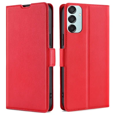 For Samsung Galaxy M15 5G Phone Case Side Magnetic Clasp Wallet Leather Cover - Red