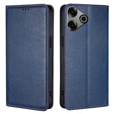 For TECNO Pova 6 Pro 5G Anti-Scratch Case Wallet PU Leather Magnetic Cell Phone Cover - Blue