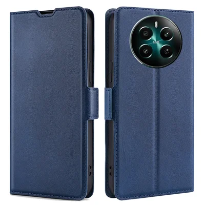 For Realme 12 4G / 12+ 5G Case Leather Phone Cover Mobile Accessories   - Blue