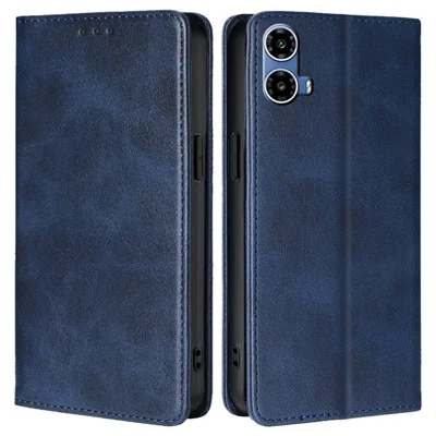 For Motorola Moto G45 5G / G34 5G Leather Case Magnetic Closing Wallet Flip Phone Cover - Sapphire
