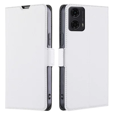For Motorola Moto E14 4G / G04 4G / G04s 4G / G24 4G Case Leather Phone Cover with Card Slots Stand - White