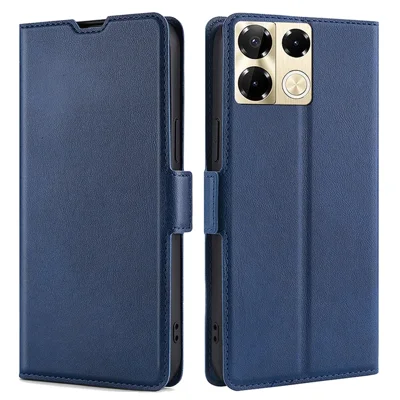 For Infinix Note 40 Pro 5G Leather Case Card Slots Phone Stand Cover - Blue
