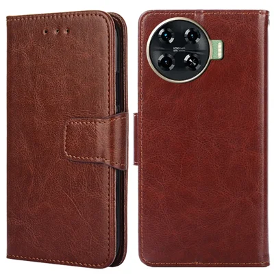 For TECNO Spark 20 Pro+ Leather Phone Case Mobile Accessories   Suppliers - Brown
