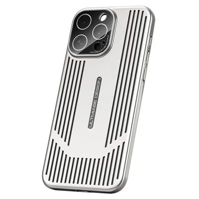 For iPhone 14 Pro Case Hard PC Electroplating Heat Dissipation Phone Cover with Lens Film - Silver