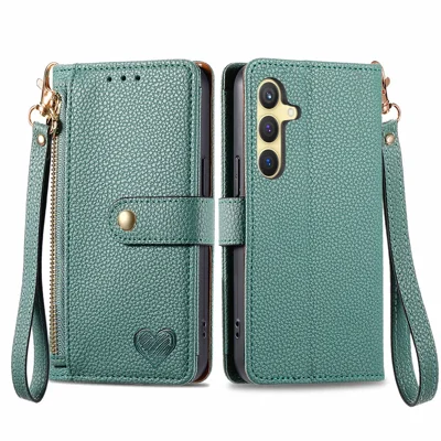 For Samsung Galaxy S24 Wallet Case RFID Blocking Leather Phone Cover - Green