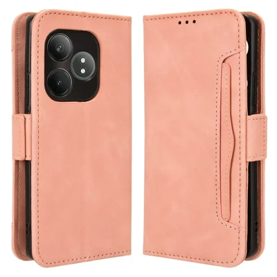 For Realme GT Neo6 SE 5G / Neo6 5G / GT 6 5G / GT 6T 5G Phone Cover with Multiple Card Slots Folio Flip Leather Case - Pink