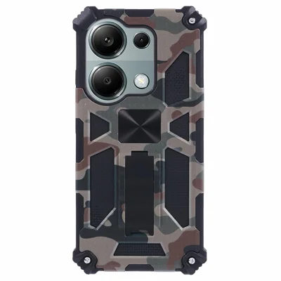 For Xiaomi Redmi Note 13 Pro 4G/Poco M6 Pro 4G Cover Camouflage Cell Phone Protective Shell Kickstand Phone Case - Army Green