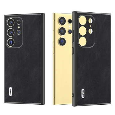 ABEEL For Samsung Galaxy S24 Ultra Case Slim Fit PU Leather+PC Phone Cover - Black