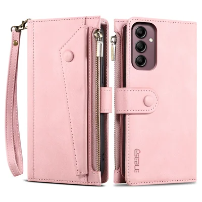 ESEBLE Star Series For Samsung Galaxy M15 5G / F15 5G Phone Case PU Leather+TPU Cover with Wallet Stand - Rose Gold