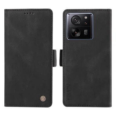YIKATU YK-005 For Xiaomi 13T / 13T Pro / Redmi K60 Ultra Leather Phone Case Flip Stand Wallet Cover - Black