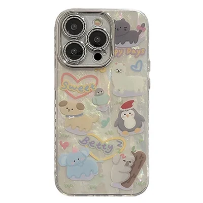 For iPhone 12 Pro Case PC+TPU Phone Cover with Cartoon Pattern Design+Shell Texture