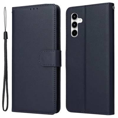 For Samsung Galaxy A35 5G Wallet Case Anti-Scratch PU Leather Flip Phone Cover - Blue