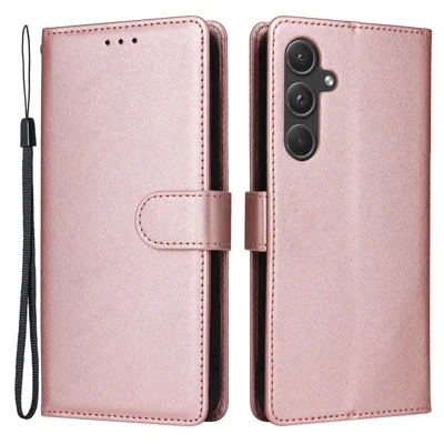 For Samsung Galaxy A55 5G Case PU Leather Wallet Cover Mobile Accessories   - Rose Gold