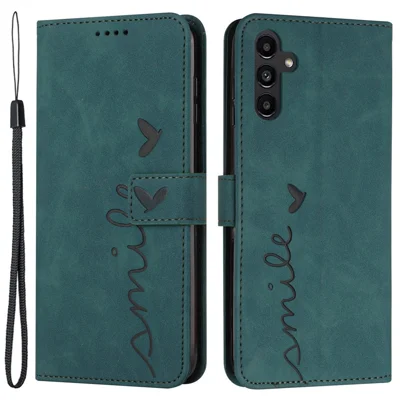 For Samsung Galaxy M15 5G / F15 5G PU Leather Phone Case Magnetic Phone Cover with Imprinted Design - Green