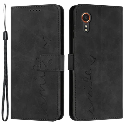For Samsung Galaxy Xcover7 Cell Phone Case Imprinted PU Leather Magnetic Phone Stand Cover - Black
