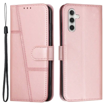 For Samsung Galaxy M15 5G / F15 5G Anti-Scratch PU Leather Phone Case Stand Cell Phone Cover - Rose Gold