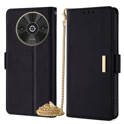 For Xiaomi Redmi A3 / Poco C61 4G Leather Case RFID Blocking Wallet Phone Cover with Crossbody Strap - Black