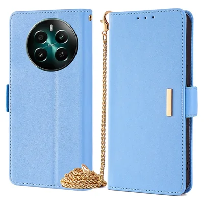 For Realme 12 4G / 12+ 5G Wallet Case RFID Blocking PU Leather Crossbody Phone Cover   - Blue