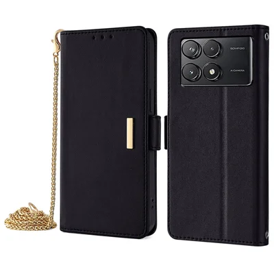 For Xiaomi Poco F6 Pro 5G / Redmi K70 5G / K70 Pro 5G Case RFID Blocking Wallet Leather Stand Phone Cover - Black