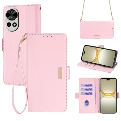 For Huawei nova 12 Pro 5G / nova 12 Ultra 5G Case RFID Blocking PU Leather Stand Crossbody Phone Cover - Pink