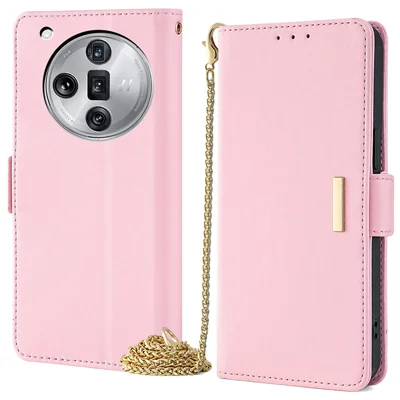 For Oppo Find X7 Ultra Case RFID Blocking PU Leather Card Holder Slots Stand Phone Cover - Pink
