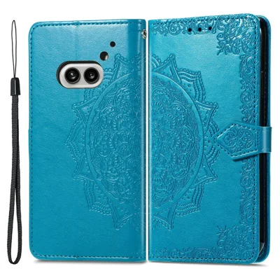 For Nothing Phone (2a) Plus / Phone (2a) Case PU Leather Mandala Pattern Embossment Flip Wallet Phone Cover - Blue