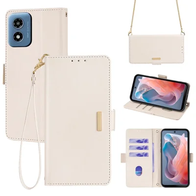 For Motorola Moto G Play (2024) 4G Wallet Case RFID Blocking Anti-Drop Leather Phone Cover - White