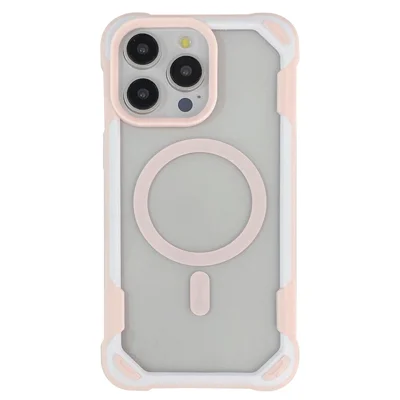 Groothandel hoesjes voor iPhone 15 Pro, compatibel met MagSafe, dubbele kleur TPU+acryl telefoonhoes - Roze