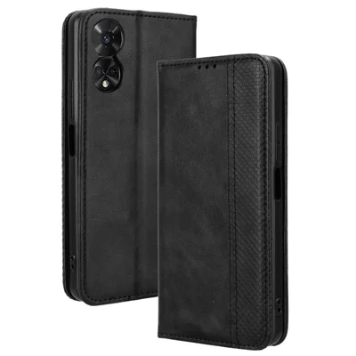 For TCL 50 5G Case Retro Leather Wallet Full Protection Phone Cover Mobile Accessories - Black
