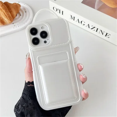For iPhone 15 Pro TPU Case Skin-Touch Card Slot Phone Cover Mobile Accessories   - White