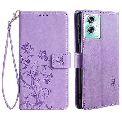 For Oppo A79 5G / A2 5G Wallet Case PU Leather Butterfly Flower Phone Cover Online Shopping   - Purple