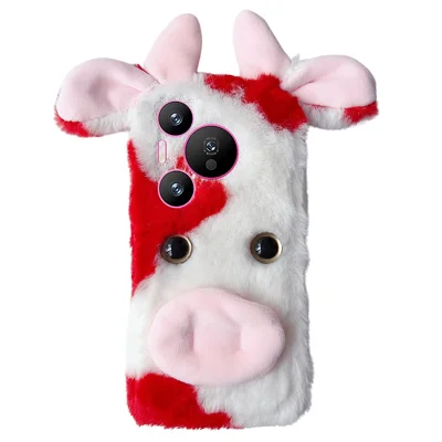 For Huawei Pura 70 Pro / 70 Pro+ Case Fluffy Cows Ear Soft TPU Slim Phone Case - Red