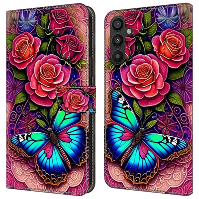 For Samsung Galaxy A35 5G Case Wallet PU Leather Pattern Magnetic Closure Folio Phone Cover - Colorful Butterfly