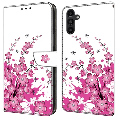 For Samsung Galaxy A24 4G (162.1 x 77.6 x 8.3mm) Case Pattern Print Leather Wallet Phone Cover - Flower Vine