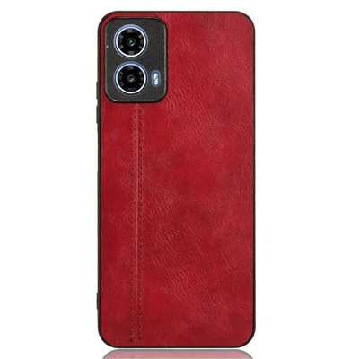 For Motorola Moto G45 5G / G34 5G Cell Phone Case PU Leather+PC+TPU Stitching Line Design Back Cover - Red